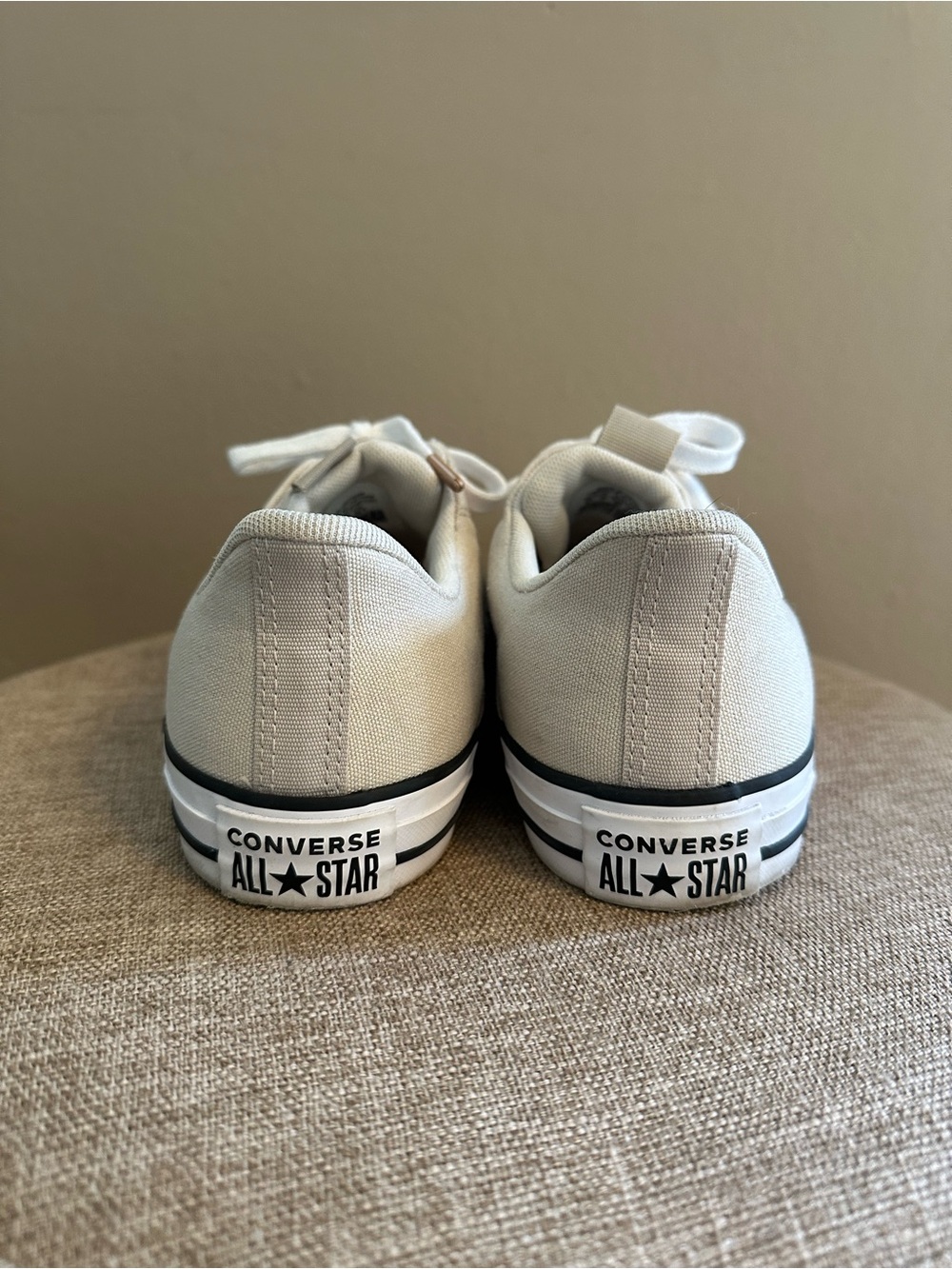 Converse Low-Top Canvas Sneakers in Beige with White Accents - Picture 7 of 8